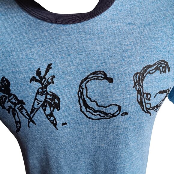 Single Stitch Vintage Men's T-shirt Medium Rayon Triblend Russell heather Blue M - Picture 5 of 7